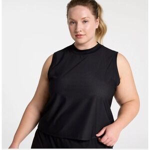 NWT CALIA Women's Open Mesh Mock Neck‎ Tank Black 2X